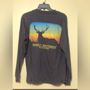 Simply Southern Men's Blue Long Sleeve Shirt with Deer Design